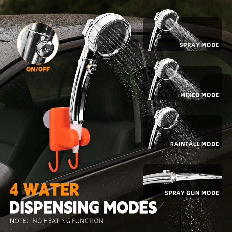 Bluejw Outdoor Camping Shower Pump - Rechargeable Portable Electric Shower with LED Display & Handheld Showerhead for Dorm, Travel, Hiking - Image 3